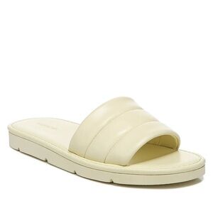 VINCE Women's Olina Slide‎ Leather Sandals Pale Yellow Quilted Size 7.5  $200